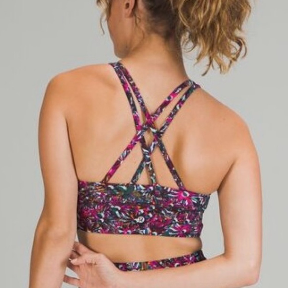 Lululemon Energy Bra Longline Floral Electric Multi Size 4 - Picture 4 of 10